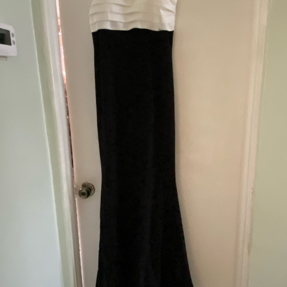 City Studio Black and White Strapless Maxi Dress
